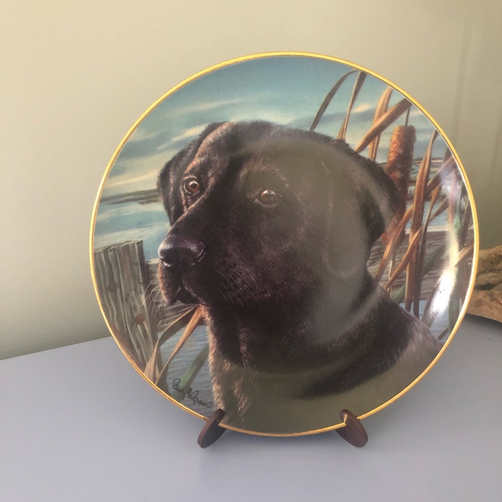 Franklin Mint Black Lab Plate